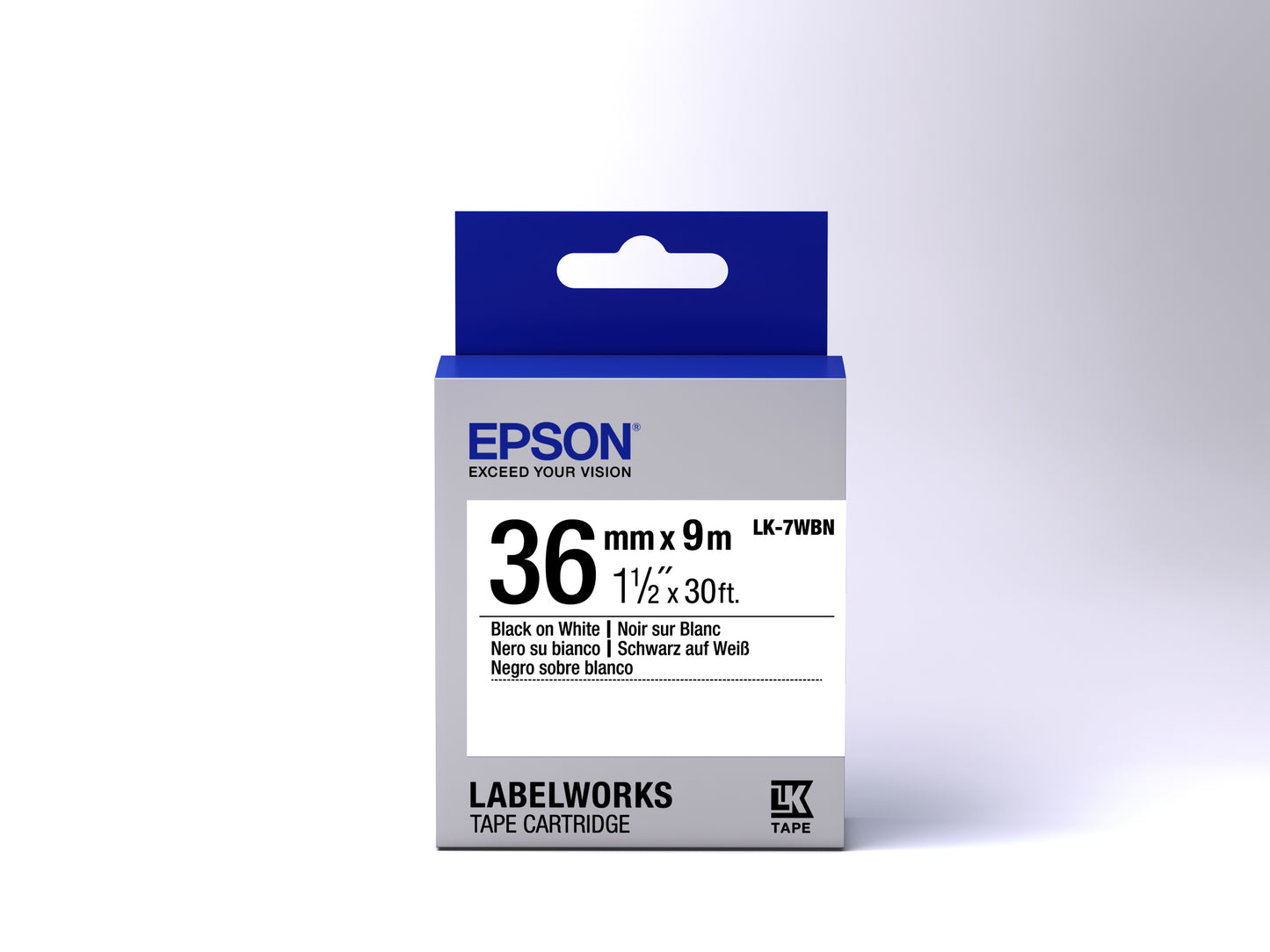 Epson LK-7WBN - Standard - Noir sur Blanc - 36mmx9m