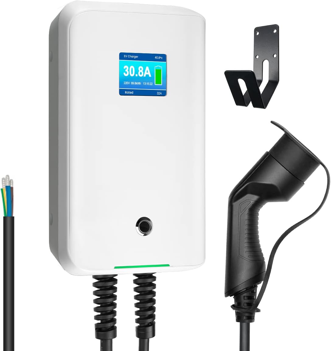 Wallbox 32A (BASIC/APP/RFID) EV 7kW monophasé Station de Recharge pour Voitures électriques avec connecteur Type 2 pour véhicule électrique Conforme à la 6,1m