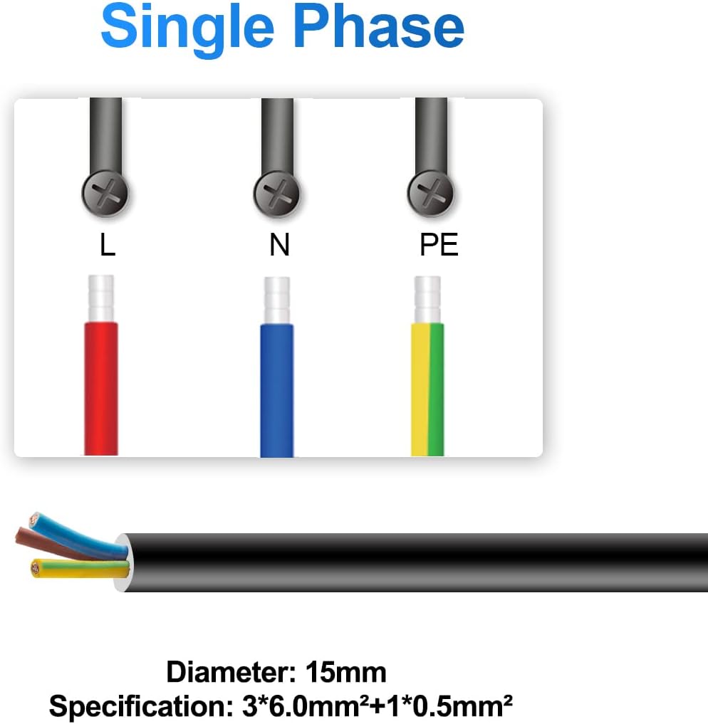 Wallbox 32A (BASIC/APP/RFID) EV 7kW monophasé Station de Recharge pour Voitures électriques avec connecteur Type 2 pour véhicule électrique Conforme à la 6,1m