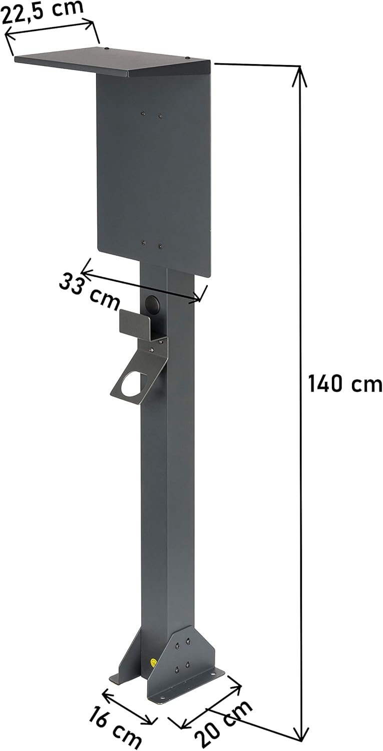KREAINVENT Support universel de haute qualité pour wallbox en aluminium avec toit et porte-câble EV