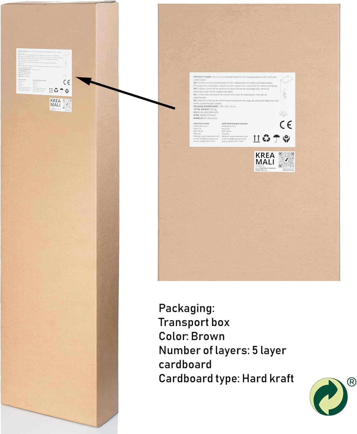 KREAINVENT Support universel de haute qualité pour wallbox en aluminium avec toit et porte-câble EV