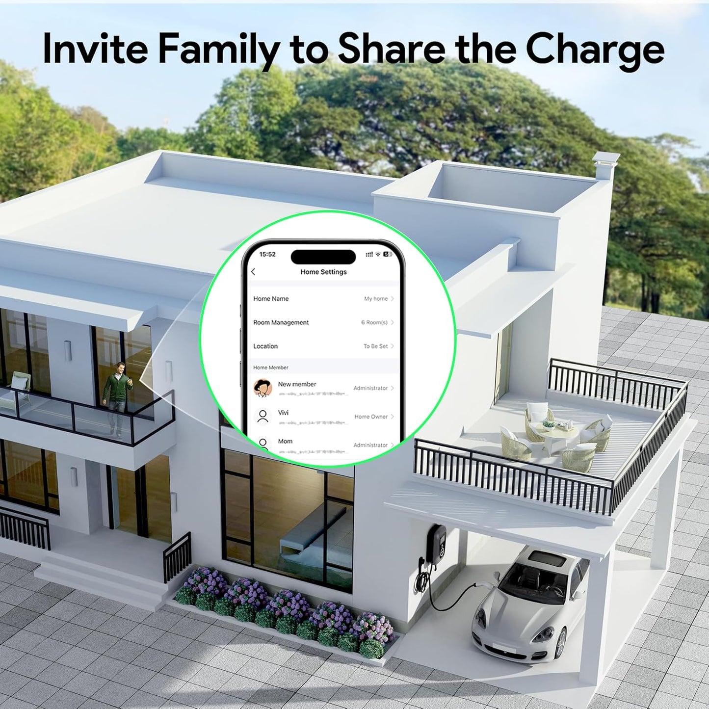 Osoeri Borne de Recharge Véhicules Électrique, EV Chargeur Monophasé ou Triphasé Câble de Type 2 de 5m avec Contrôle RFID et APP, 32A Station de Charge Standard IEC 62196-2 pour Ménage, 7.36-22kW