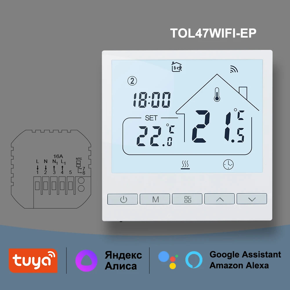 Beok Tuya Thermostat de sol WIFI pour maison intelligente avec Alexa Yandex Google contrôle régulateur de température de chauffage par le sol chaud 220V
