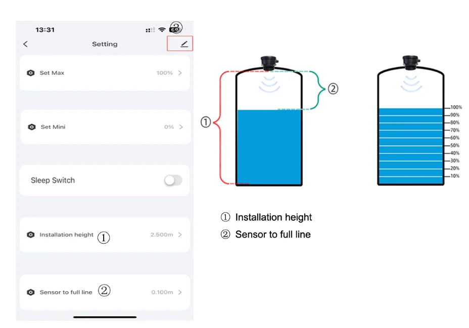 Détecteur d'application Mobile sans fil ultrasonique, capteur de niveau de liquide, d'eau, de carburant, d'huile, indicateur d'alarme, moniteur de réservoir à distance TLC2206