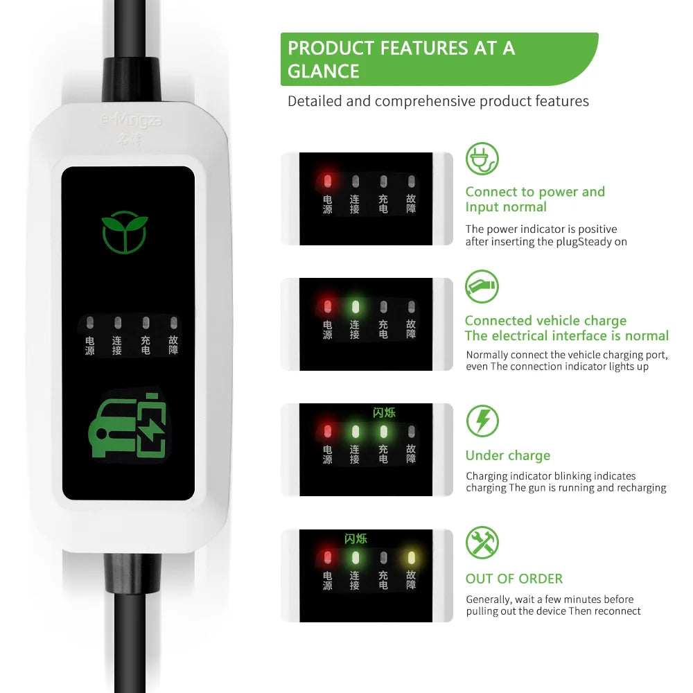 EV Charging Station 16A 3.5KW 3 Phase Electric Vehicle Car Charger EVSE Wallbox Wallmount Type2 Cable IEC62196 APP Control