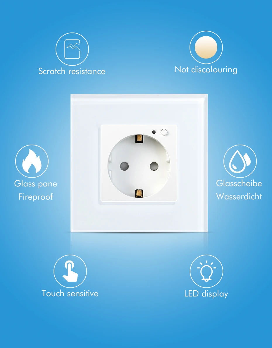 BSEED-Prise Murale Wifi EU Standard 86x86mm, Moniteur d'Alimentation Intelligent, Fonctionne avec Google Alexa