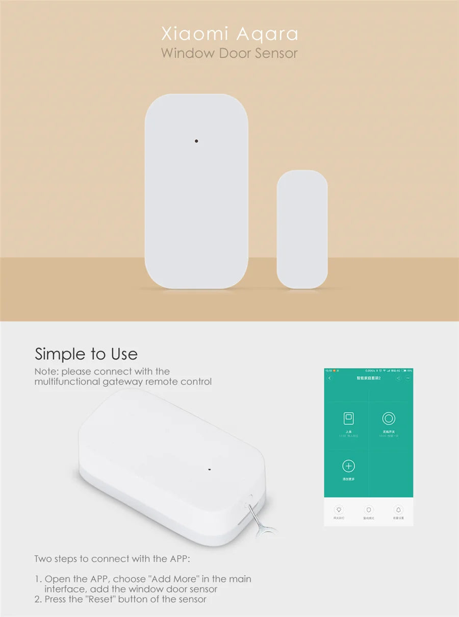 Aqara-Mini Capteur de Porte et Fenêtre Intelligent Zigbee, Connexion Sans Fil, Alarme, Maison Intelligente, HomeKit pour Xiaomi ata jia Mi Home
