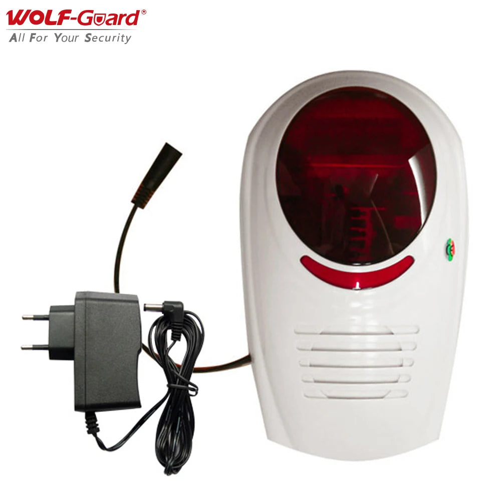 Wolf-Guard-Sirène Clignotante Sonore Sans Fil, Système de Sécurité Domestique Anti-Cambriolage, Étanche, Niket Extérieur, 101 Wifi, 110dB, 433MHz