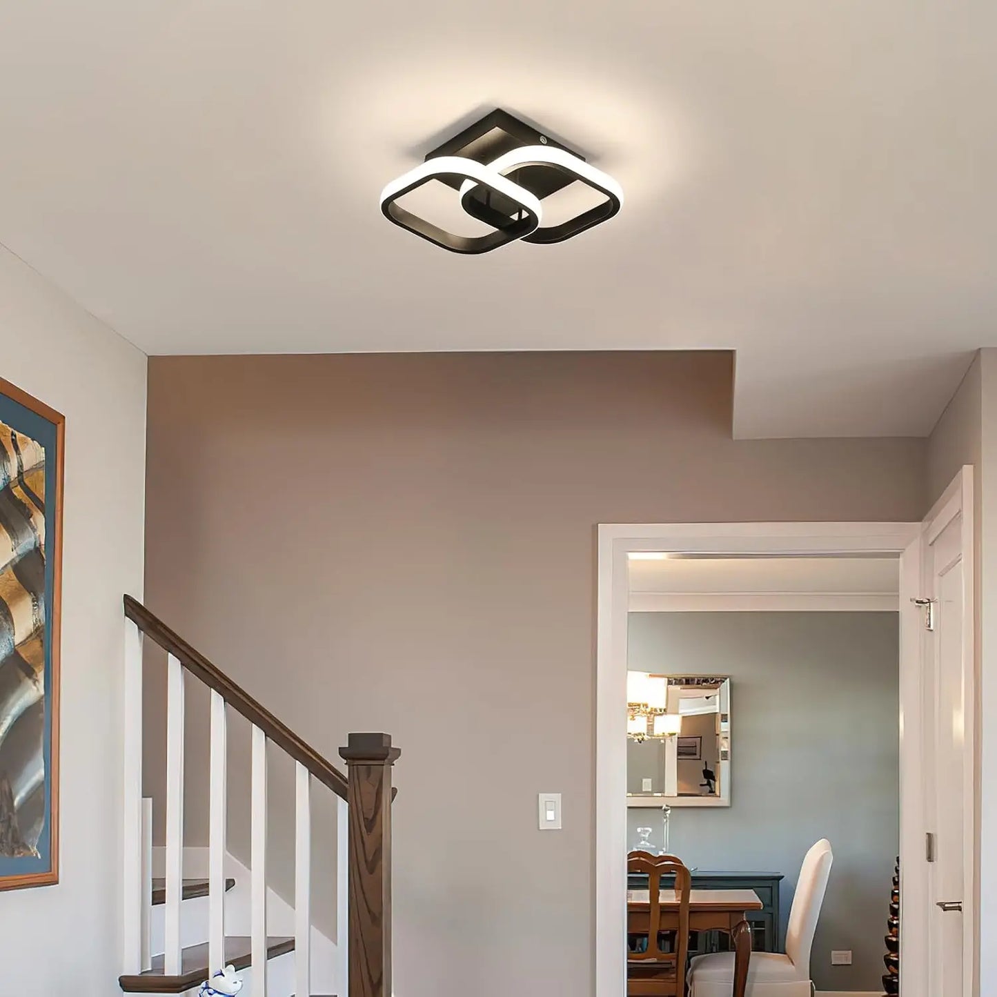 Plafonnier LED 19W, plafonnier d'intérieur moderne, lumière blanche neutre 300LM 4500K, plafonnier carré en acrylique pour couloir