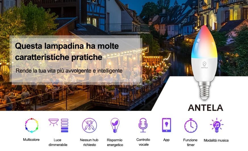 Ampoule intelligente Wi-Fi Alexa E14, 4.5W, 385Lm, 40W équivalent, RGBW blanc froid chaud, compatible avec Alexa, Google Home