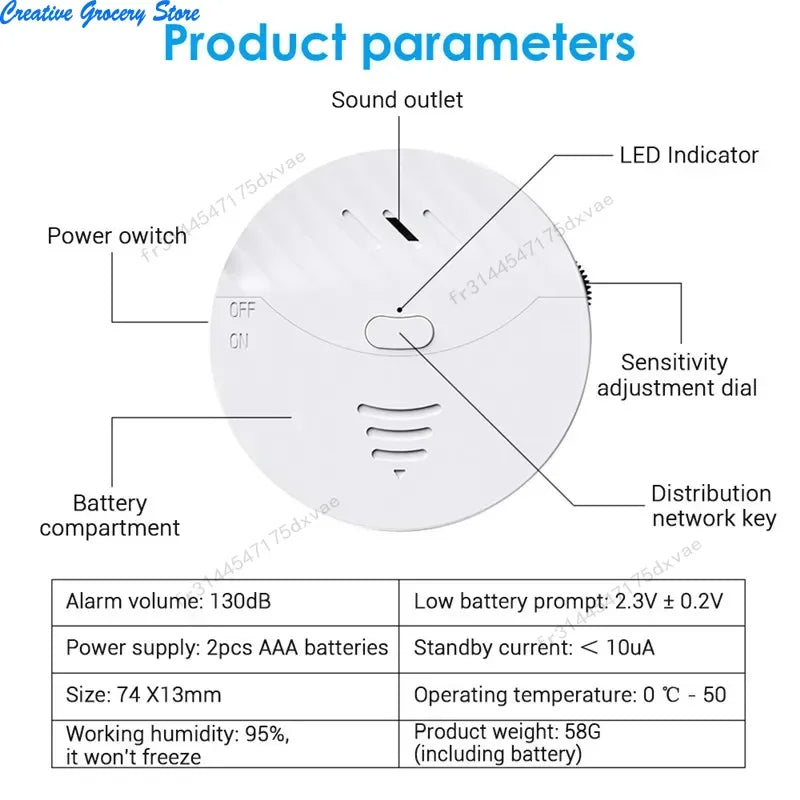 Tuya – capteur de vibrations WiFi intelligent, alarme, détecteur de vibrations pour portes et fenêtres, 130db, alerte de Protection de sécurité domestique, fonctionne avec Alexa