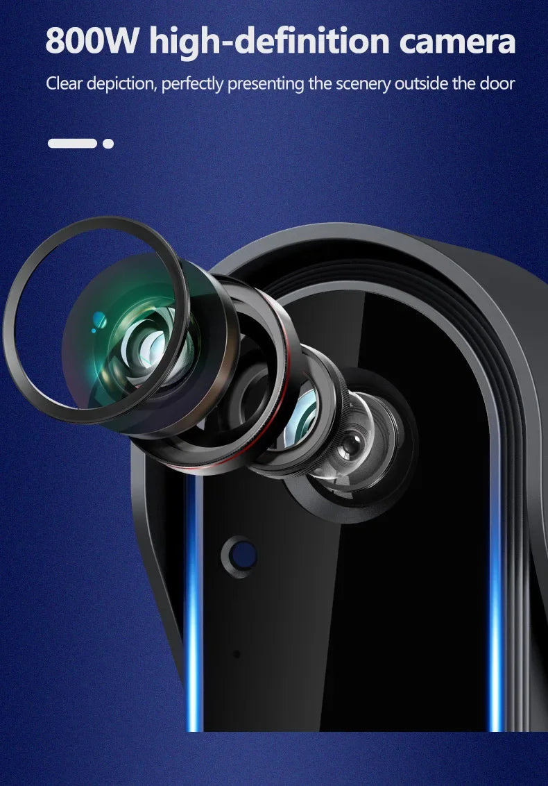 Sonnette d'interphone sans fil avec vision nocturne HD, écran IPS 4,3 pouces, caméra de sonnette visuelle étanche, sécurité domestique intelligente, vidéo par sonnette