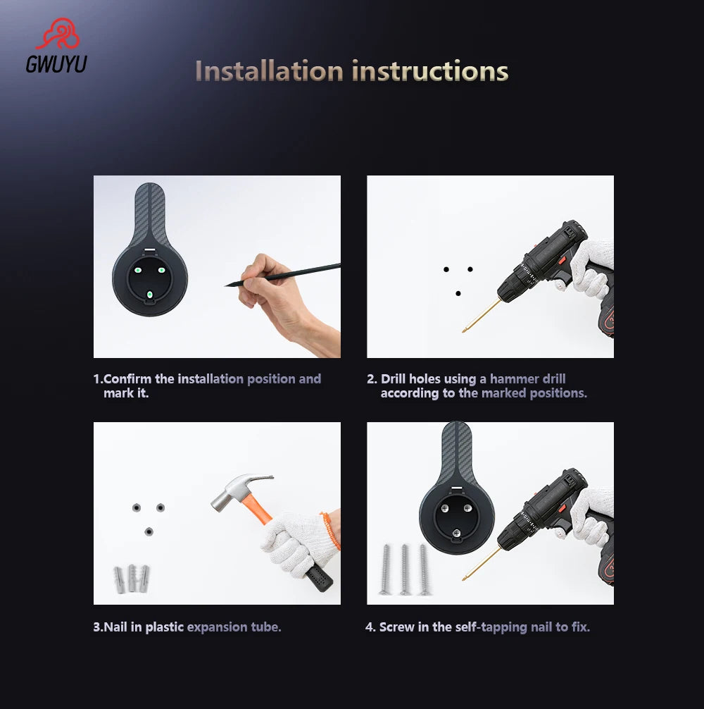 GWUYU-Support de chargeur MZ21 EV Type 1 J1772, connecteur de prise murale, câble de charge de voiture électrique
