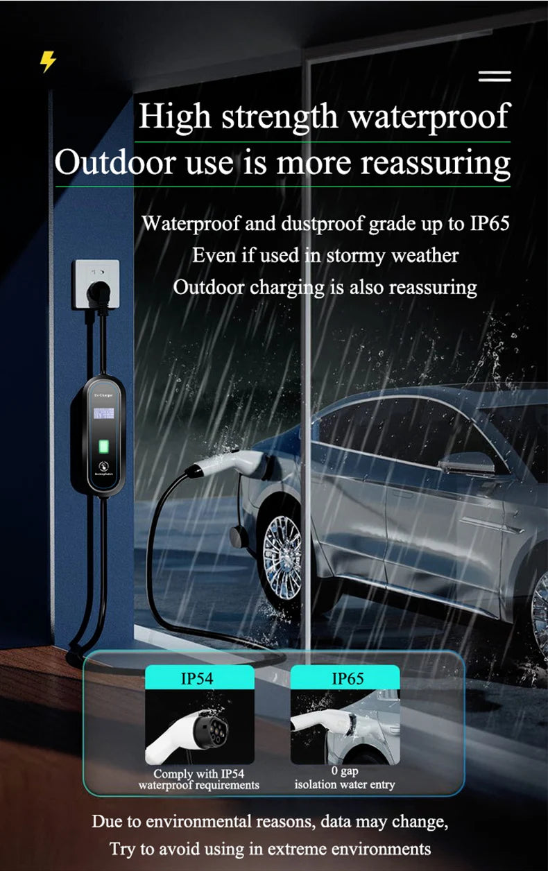 Teschev 3.5KW chargeur EV Portable Type 1 J1772 16A câble de charge GBT Wallbox EVSE Type 2 Stations de charge pour véhicule électrique