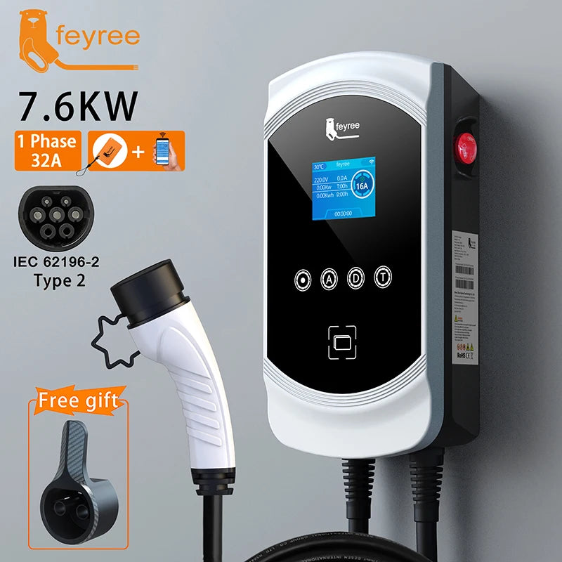 EVSE Wallbox 11KW 22KW Prise IEC62196-2 Triphasée Andrea Control pour Voiture Électrique Fey123 EV Chargeur 32A 7.6KW Vope2 Cable Car