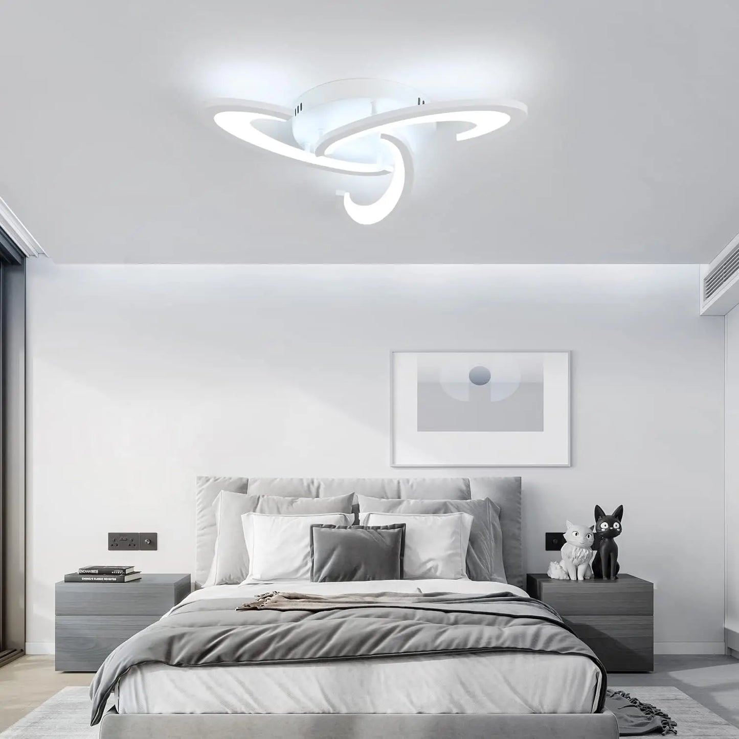 Plafonnier LED à intensité modulable avec télécommande, luminaire de plafond moderne, idéal pour une cuisine ou une chambre à coucher, 30W, 3000K-6500K