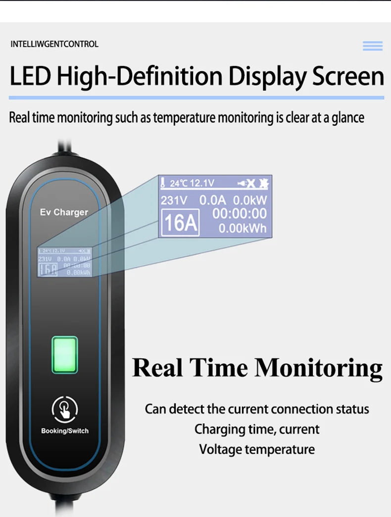 Teschev 3.5KW chargeur EV Portable Type 1 J1772 16A câble de charge GBT Wallbox EVSE Type 2 Stations de charge pour véhicule électrique