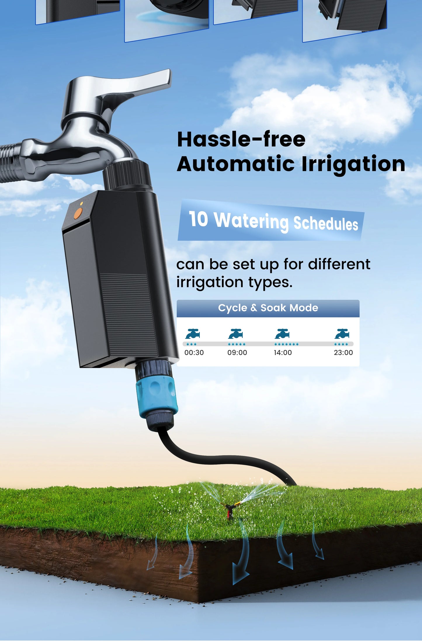 GIRIER Minuterie d'eau intelligente Minuterie d'arrosage WiFi Aucun hub requis pour l'irrigation goutte à goutte de tuyau d'arrosage fonctionne avec l'application Tuya prend en charge Alexa