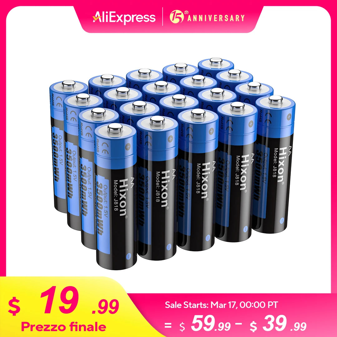 Hixon aa 1.5V Li-ion batterie Rechargeable 3500mWh 1.5V Lithium AA piles rechargeables 1.5v AA batterie pour jouet télécommandé