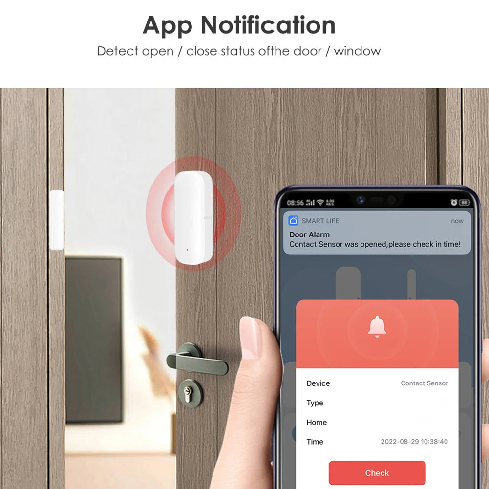 Détecteur intelligent d'ouverture/fermeture de porte WiFi/Zigbee, Notification de capteur de porte de fenêtre Tuya, prise en charge pour Google Home/Alexa pour la maison