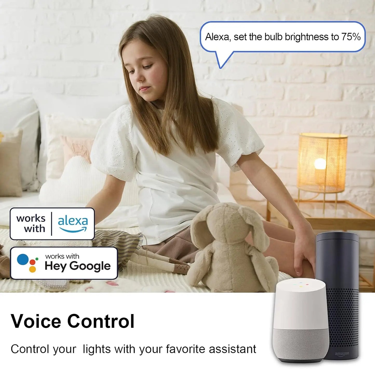 Ampoule intelligente Wi-Fi Alexa E14, 4.5W, 385Lm, 40W équivalent, RGBW blanc froid chaud, compatible avec Alexa, Google Home