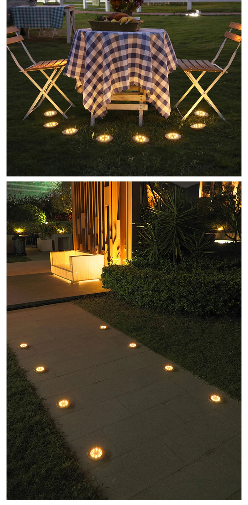 8/20LED disque solaire extérieur lumière IP65 jardin extérieur solaire lampes souterraines pont lumière enterré solaire jardin lumière décorative