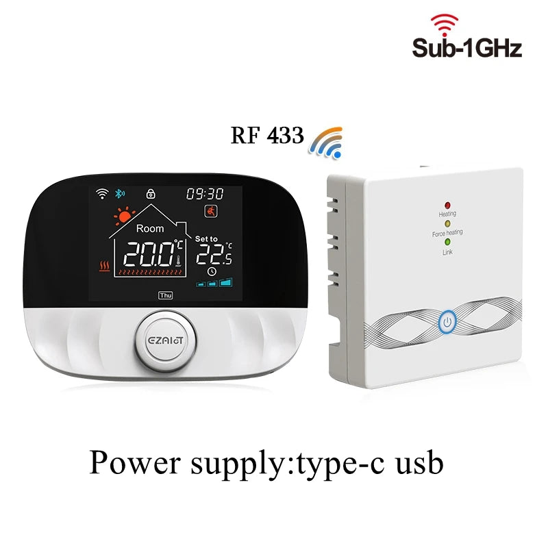 Thermostat sans fil WiFi RF433, pour chauffage au sol, eau, chaudière à gaz, pièce de maison, contrôleur de température Programmable intelligent Tuya