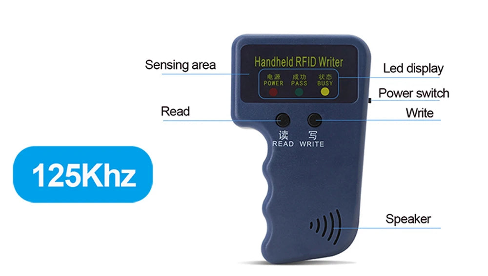 Duplicateur d'écriture portable RFID 125KHz, copie EM4305 T5577, lecture réinscriptible EM4100/TK4100, porte-clés d'identification, carte d'étiquette, expédition rapide