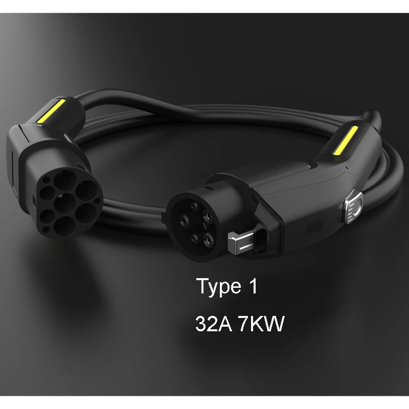 Câble de chargement de rue EV étanche pour Station Wallbox 5M 3.5KW-22KW Type 2 Type 1 Mode 3 noir