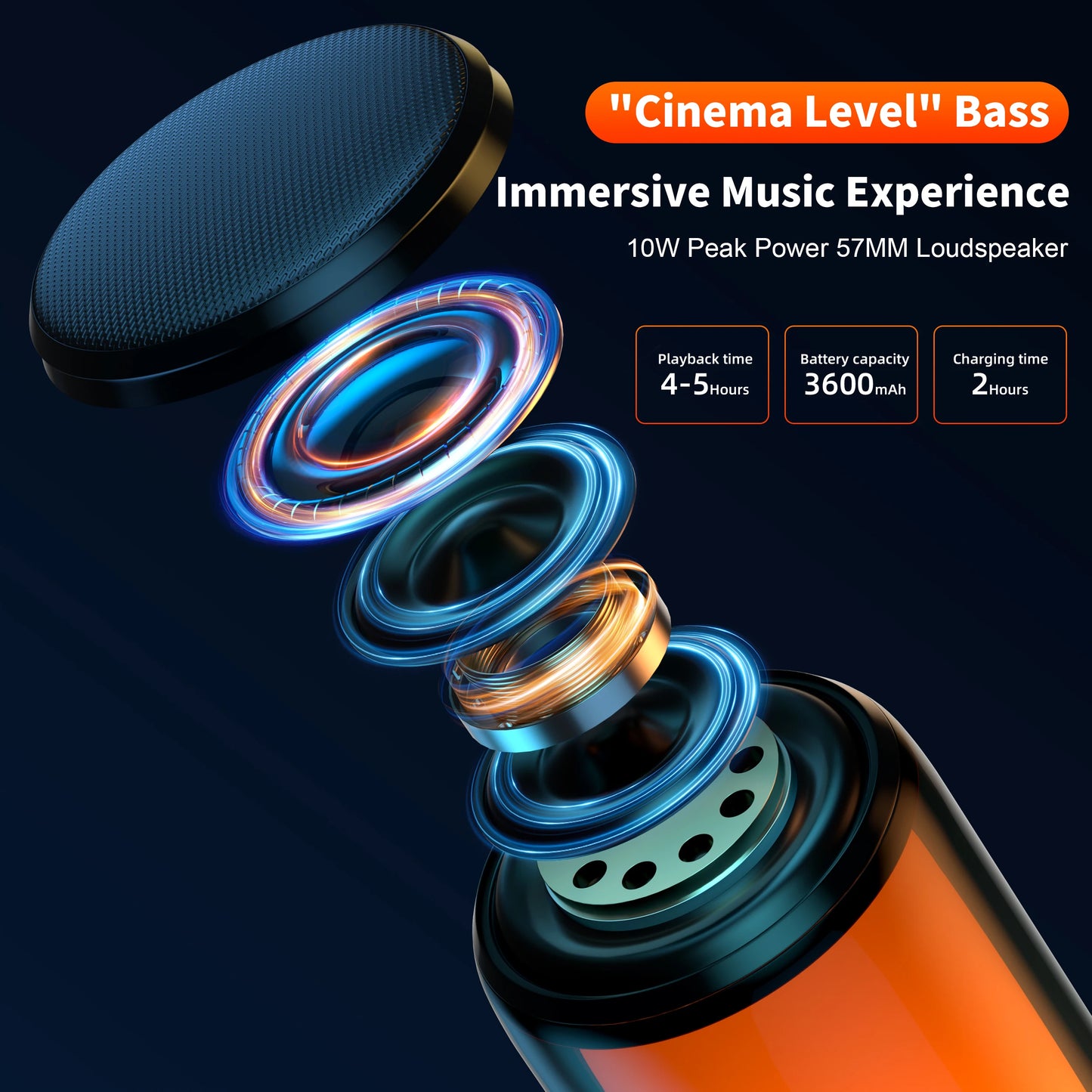 enceinte bluetooth puissantes12 types de lumières de couleur, veilleuse, escales, lampes, haut-parleur, 57mm, QSoutheast, Dolby Cinema, Soun