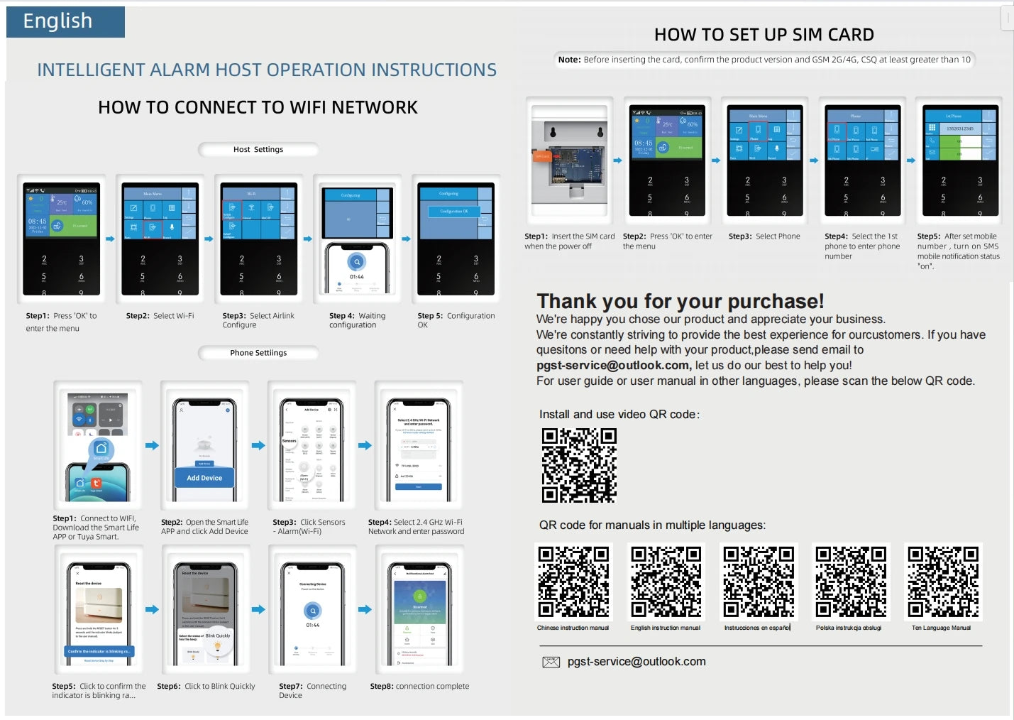 Nouveau système d'alarme domestique sans fil 2G GSM WiFi avec détecteur de mouvement alarme antivol pour Tuya SmartLife APP alarme de maison de jardin