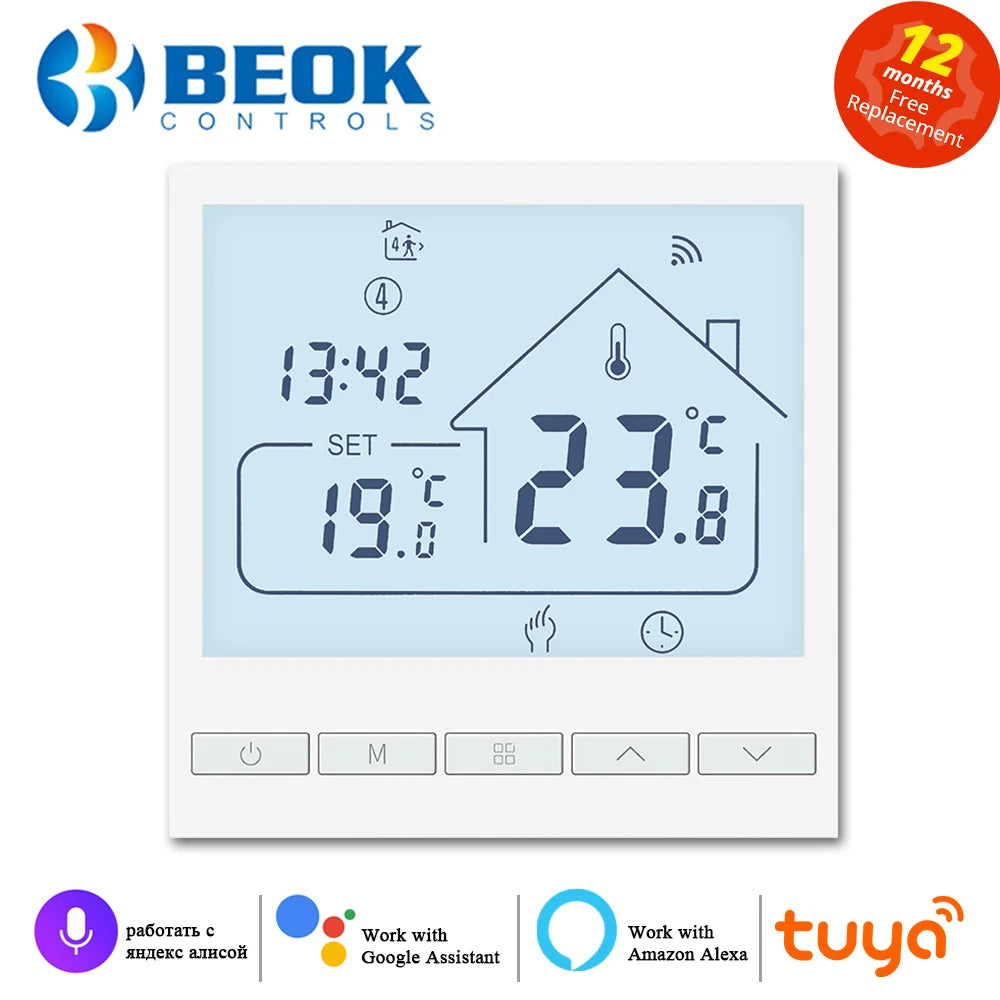Beok Tuya Thermostat de sol WIFI pour maison intelligente avec Alexa Yandex Google contrôle régulateur de température de chauffage par le sol chaud 220V