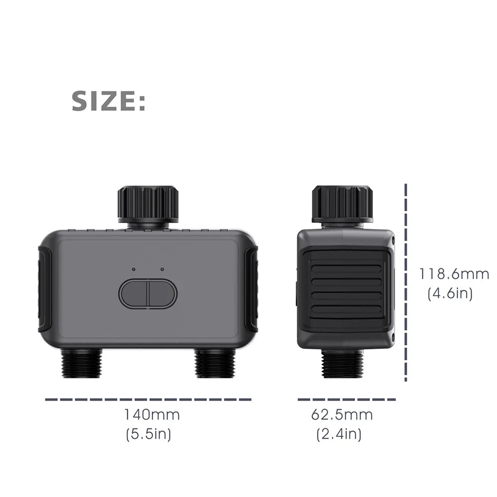 Tuya – minuteries d'arrosage de jardin intelligentes, 2 sorties, contrôleur d'irrigation goutte à goutte, Valve d'eau, retardateur de pluie, contrôleurs programmables