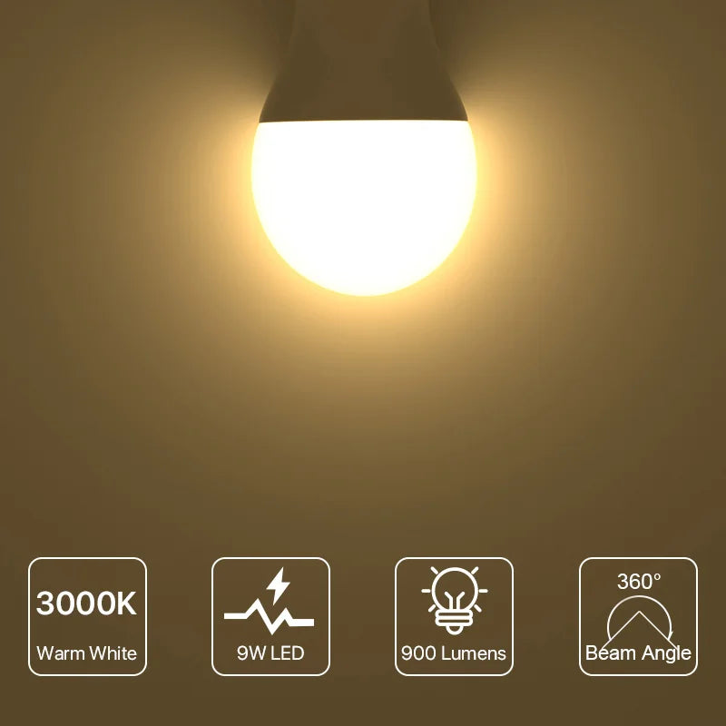 Ampoule à baïonnette à économie d'énergie, ampoules LED, non dimmable, AC220V, 9W, 900LM, B22, 3000K, 4000K, 6500K, BC, A60, GLS, 6 pièces