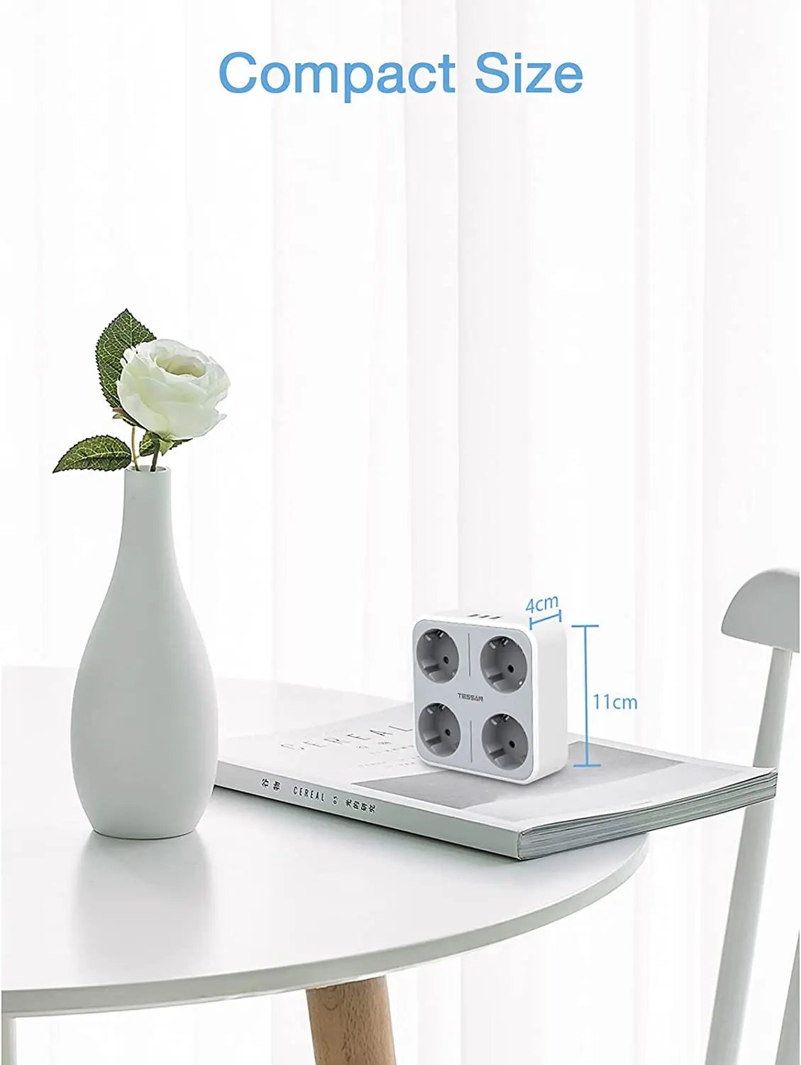 TESSAN multiprise à prises murales multiples avec 4 prises ca et 3 Ports USB adaptateur 7 en 1 protection contre les surcharges pour le bureau à domicile