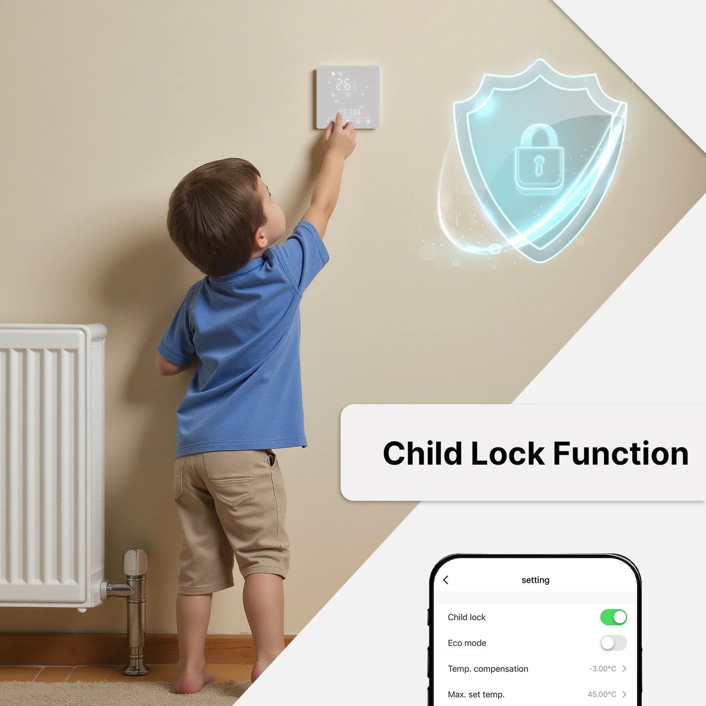 MOES-Tuya Matter WiFi Smart ThermoandreTemperature Contrmatérielle, Water Bomicrophone, Electric Heating, Alexa, Google, Apple SmartThings