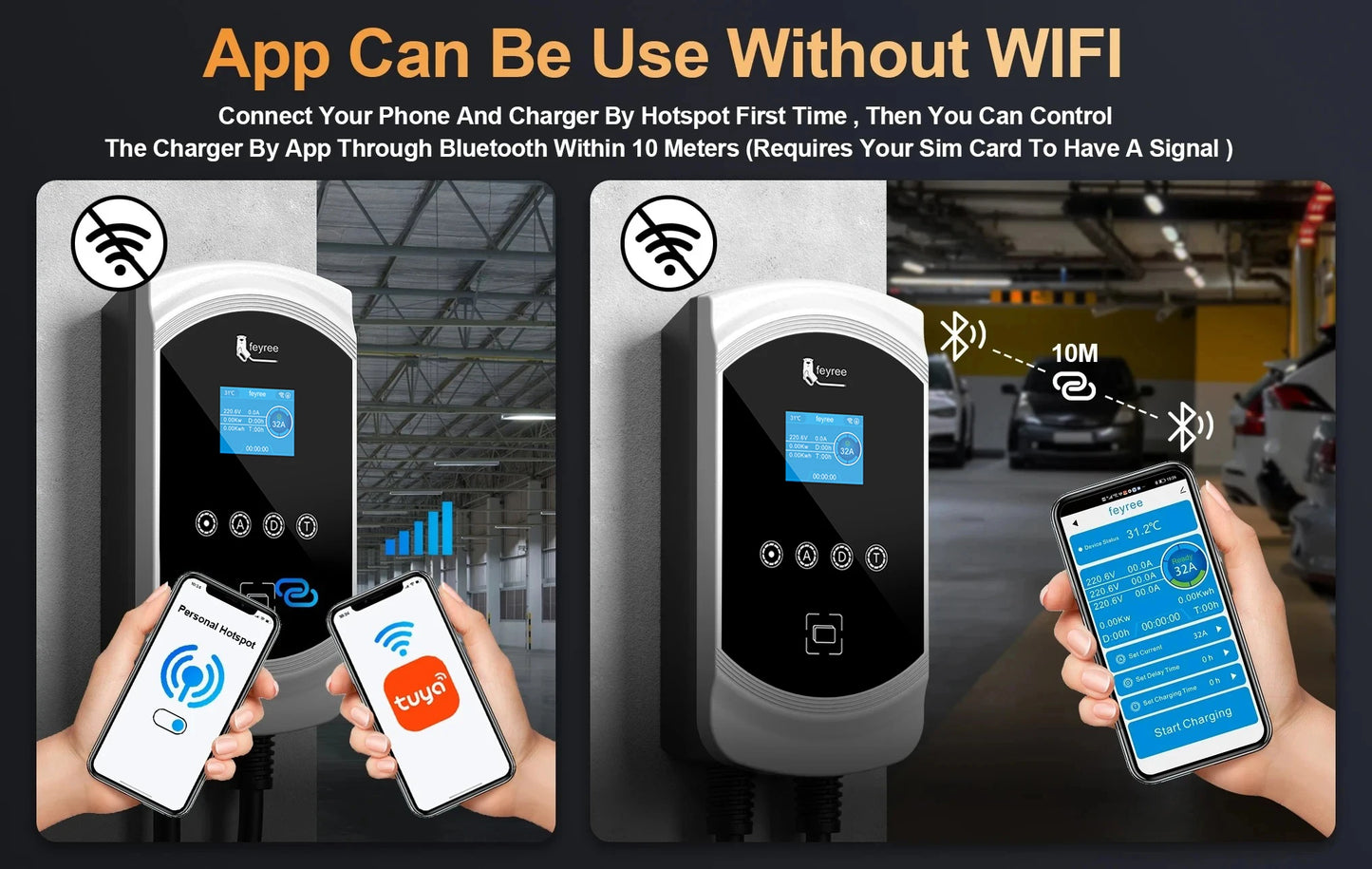 EVSE Wallbox 11KW 22KW Prise IEC62196-2 Triphasée Andrea Control pour Voiture Électrique Fey123 EV Chargeur 32A 7.6KW Vope2 Cable Car