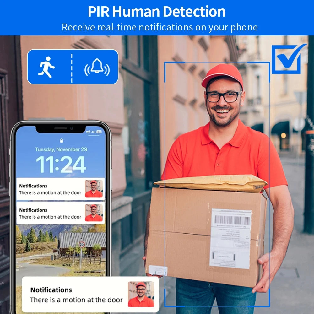 Sonnette vidéo WiFi 5G 2.4G, 1080P, Tuya, interphone intelligent sans fil pour l'extérieur, caméra sans fil étanche avec sonnerie d'alimentation AC/DC