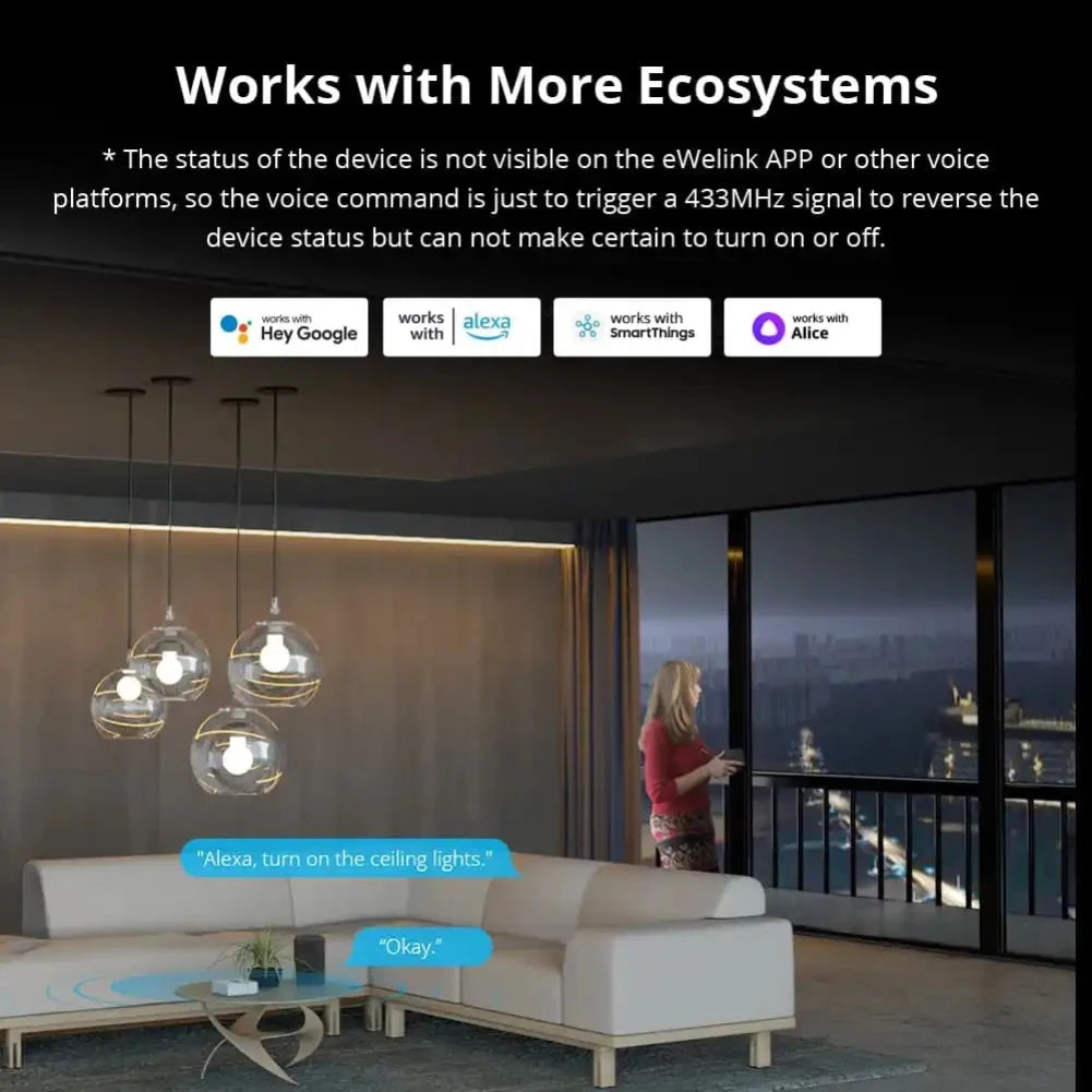 SONOFF RF Bridge R2 433MHz RF Wi-Fi passerelle sans fil scène intelligente prise en charge de la sécurité à domicile capteur DW2-RF PIR3-RF via eWeLink Alexa