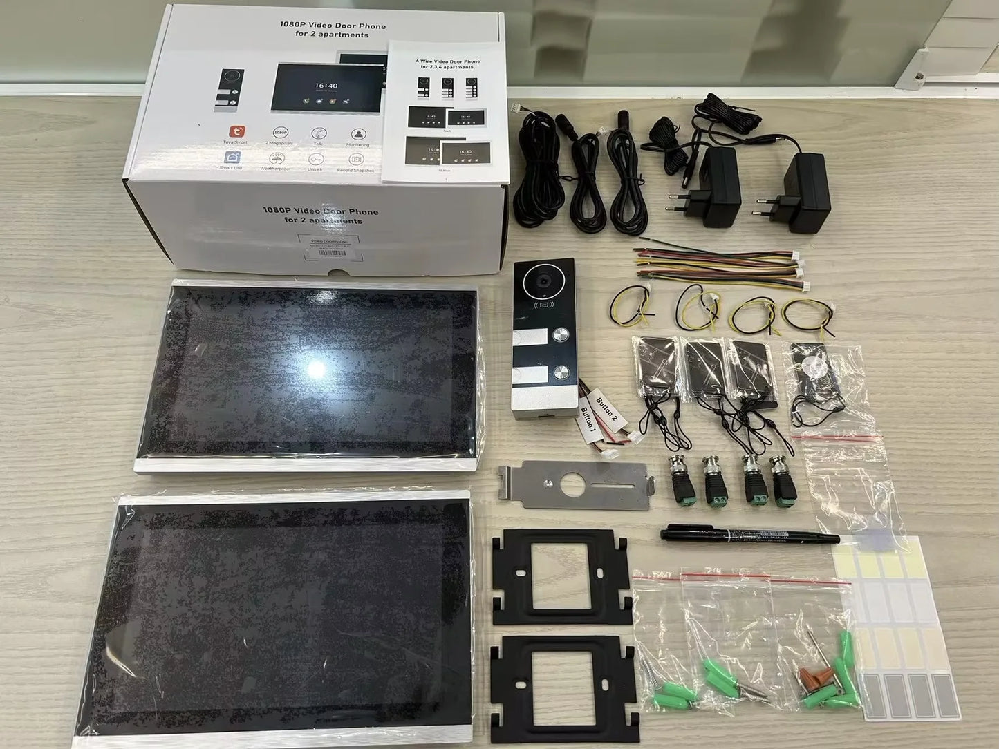 TUYA-Visiophone Multifamilial avec Écran de 3/4 Pouces, Kit d'Interphone Vidéo, Wifi, Moniteur, Cloche de Porte, Déverrouillage de Carte, Appartement, 2/7/10