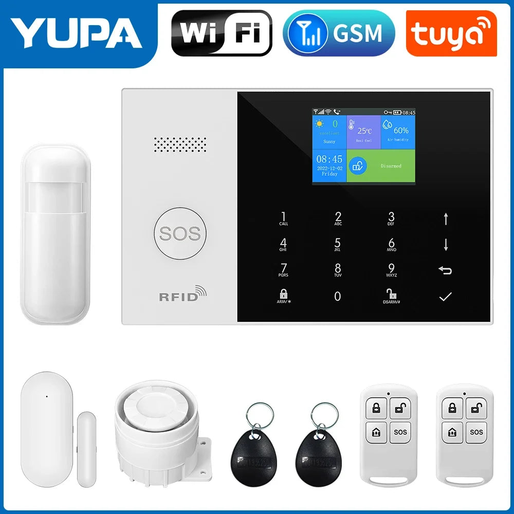 Nouveau système d'alarme domestique sans fil 2G GSM WiFi avec détecteur de mouvement alarme antivol pour Tuya SmartLife APP alarme de maison de jardin