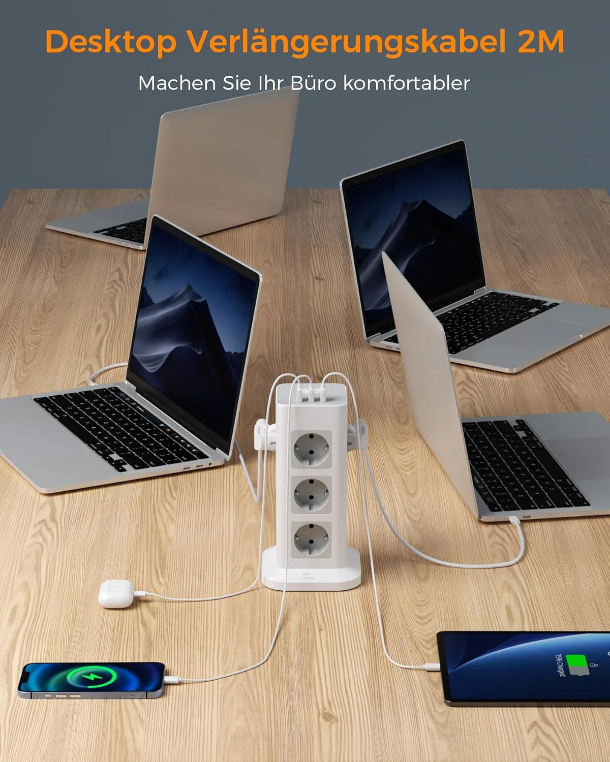 TESSAN Tour Extension Multiprise Protection contre les surtensions (1700J) avec 8 prises AC et 3 Ports USB Prise Multiple avec interrupteur pour la maison