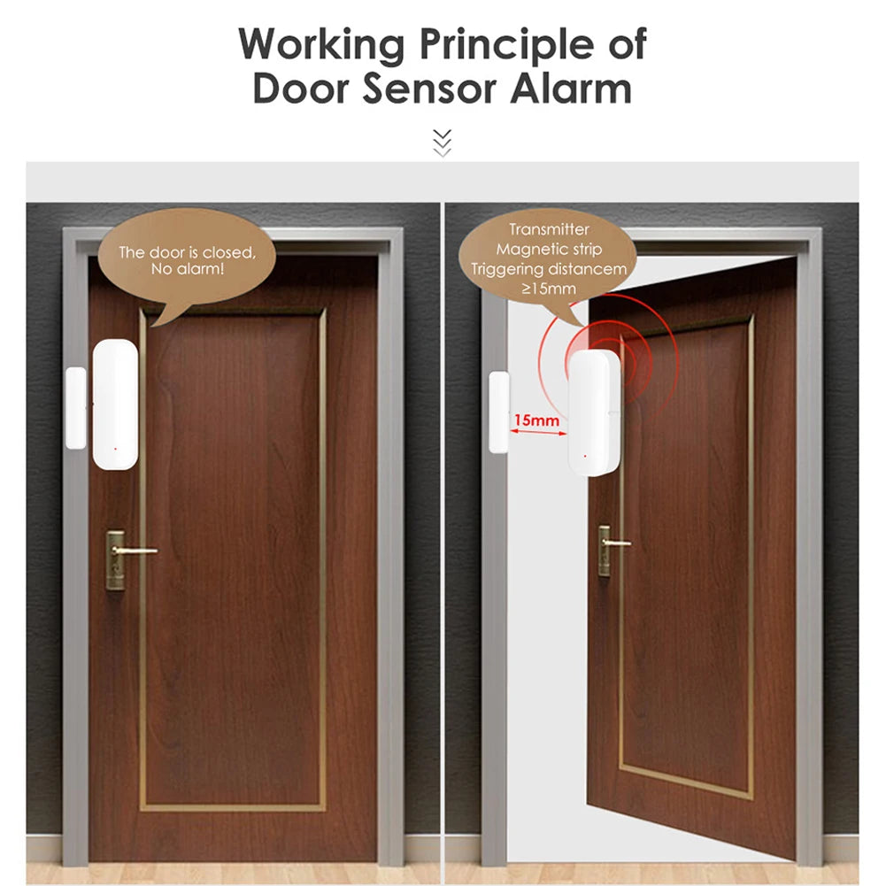 Détecteur intelligent d'ouverture/fermeture de porte WiFi/Zigbee, Notification de capteur de porte de fenêtre Tuya, prise en charge pour Google Home/Alexa pour la maison