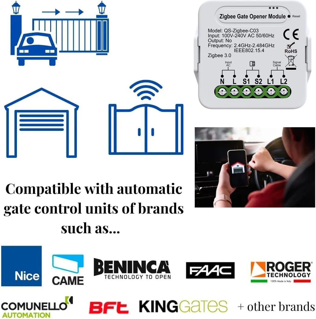 Ouvre-porte intelligent Tuya, Module de contrôleur de porte WiFi/Zigbee, Compatible avec Alexa Echo Google Home Siri