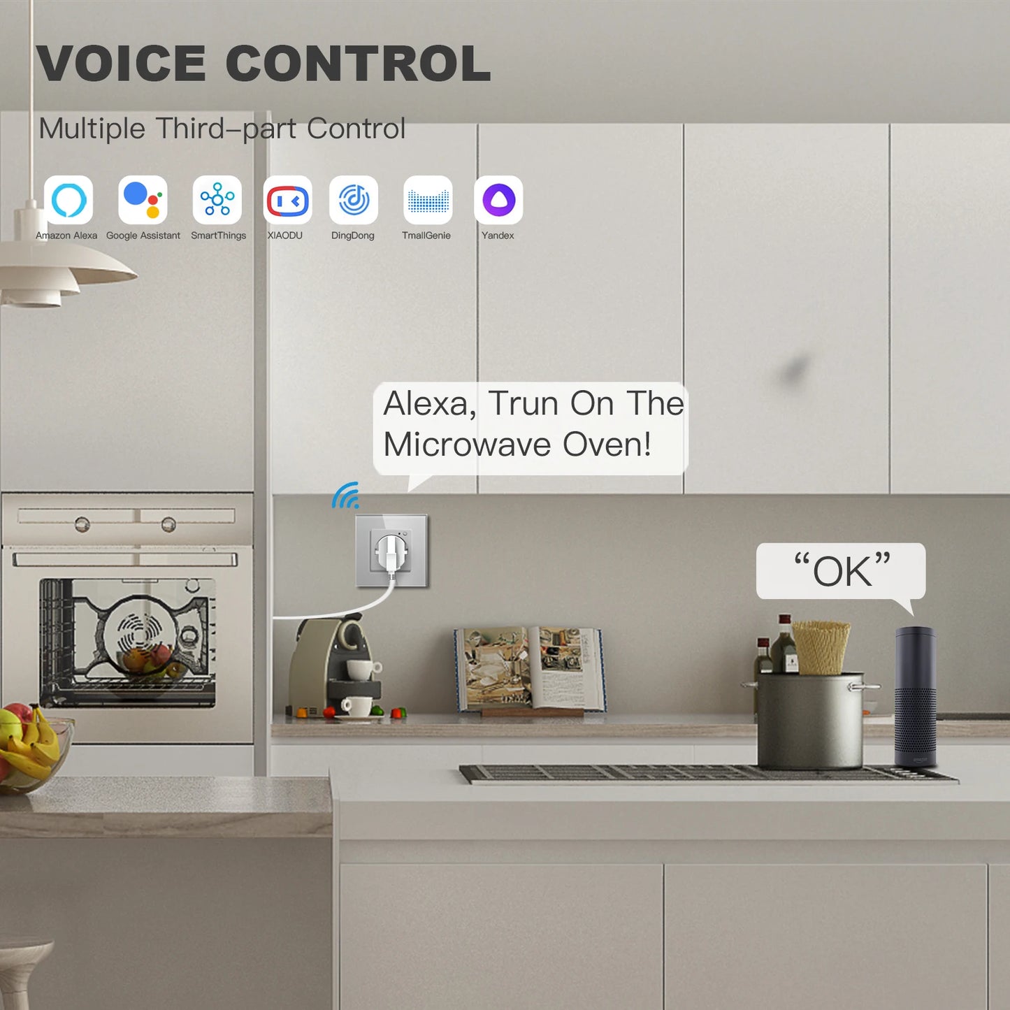 BSEED-Prise Murale Wifi EU Standard 86x86mm, Moniteur d'Alimentation Intelligent, Fonctionne avec Google Alexa