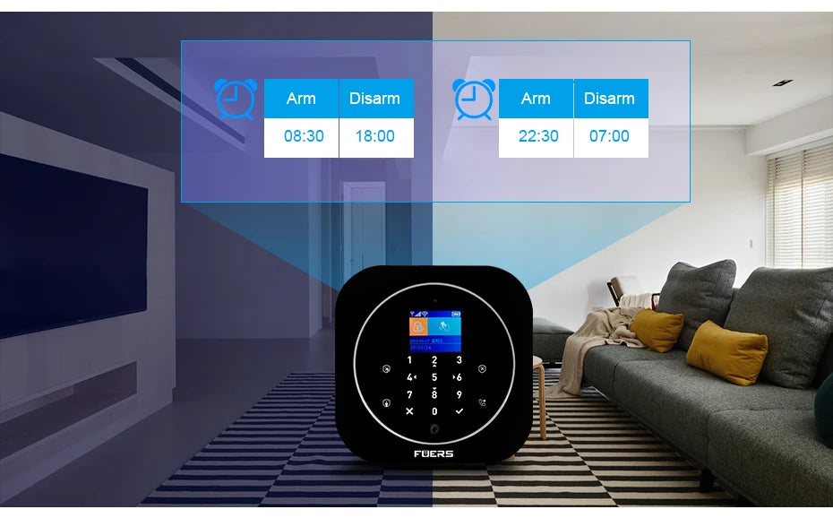 FUERS G12 Tuya WiFi GSM système d'alarme de sécurité sans fil maison affaires alarme antivol avec sirène RFID détecteur de mouvement capteur de fumée