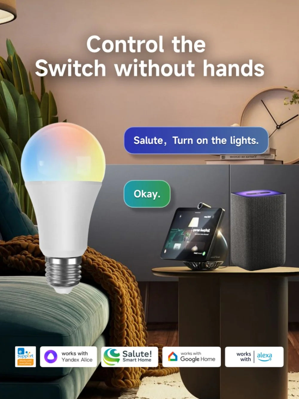 Ampoules Led intelligentes WIFI E27 TUYA/Smart Life RGB + blanc + ampoule Led chaude 220v lampe pour Yandex Alice automatisation Google Home Alexa