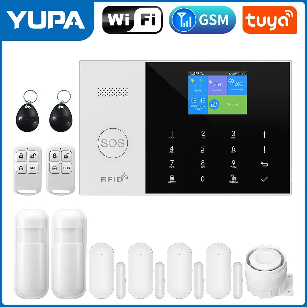 Nouveau système d'alarme domestique sans fil 2G GSM WiFi avec détecteur de mouvement alarme antivol pour Tuya SmartLife APP alarme de maison de jardin