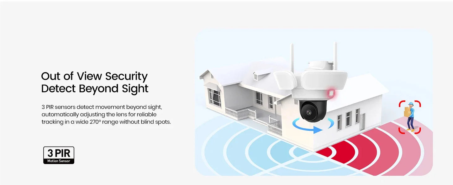 AOSU 5MP UHD WiFi Projecteur Caméra Extérieure 360 °   Vue couleur Vision nocturne Caméra de sécurité sans fil Détection PIR Audio bidirectionnel