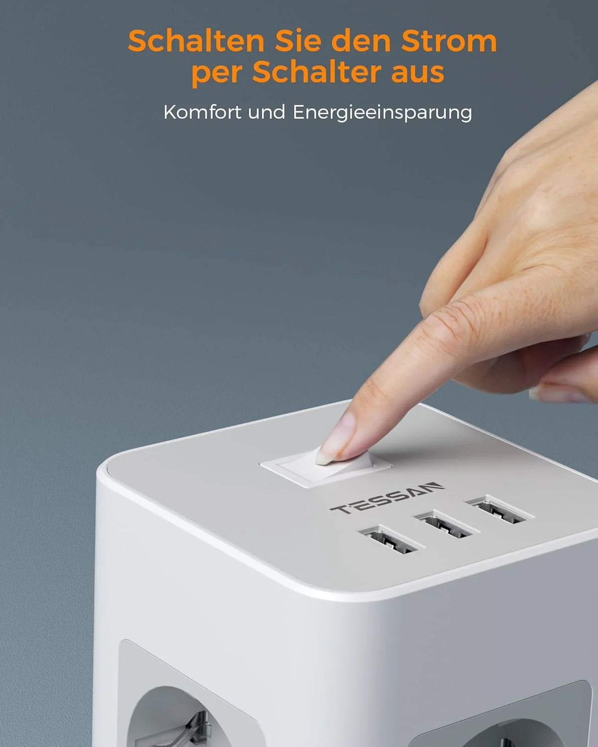 TESSAN Tour Extension Multiprise Protection contre les surtensions (1700J) avec 8 prises AC et 3 Ports USB Prise Multiple avec interrupteur pour la maison